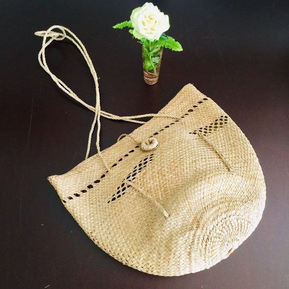 Handbags - Straw bag, long double-strap, oversized